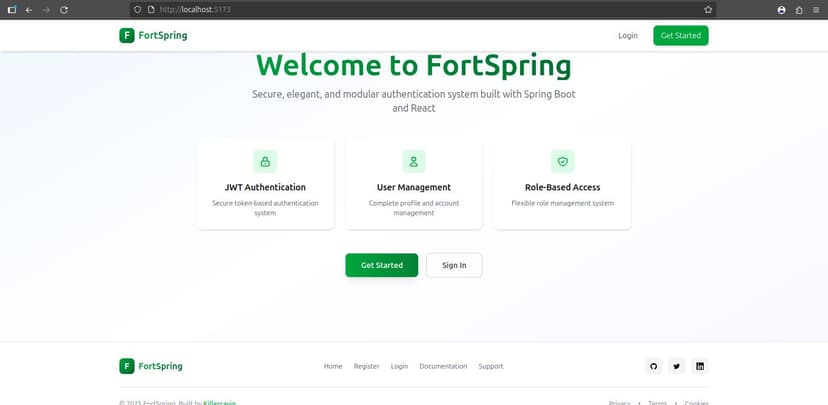 Fortspring Authentication System screenshot