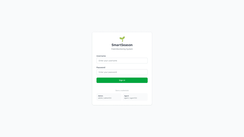 SmartSeason Field Monitoring System screenshot